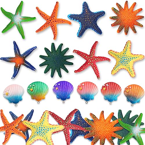 14 Piezas Estrella de Mar Submarina para Niños, Juguete de Piscina de Estrella de Mar, Animales Marinos de Goma, Animales de Playa Juguetes Submarinos de Piscina para Adulto,Niña,Niño