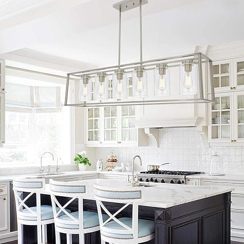 Miniatura 10 de VINLUZ Moderna lámpara colgante de granja de 1 luz para isla de cocina, acabado negro, cuadrado, metal, mini candelabros industriales, jaula