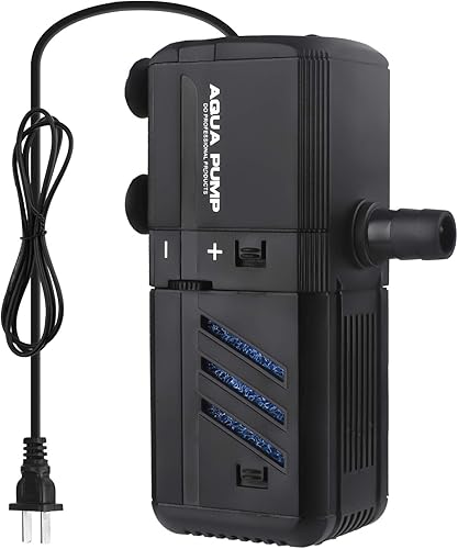 Filtro interno sumergible para acuario de 6 W, filtro ajustable para pecera con bomba de agua de 132 GPH para peceras de 1 a 10 galones