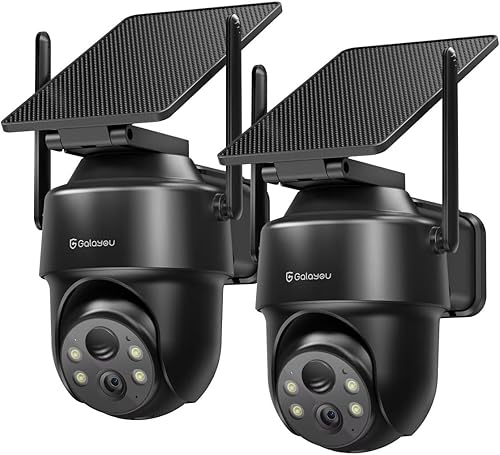 GALAYOU Cámaras 2K para seguridad en el hogar, cámara inalámbrica WiFi de 2.4G para exteriores, funciona con energía solarbatería, visión nocturna a