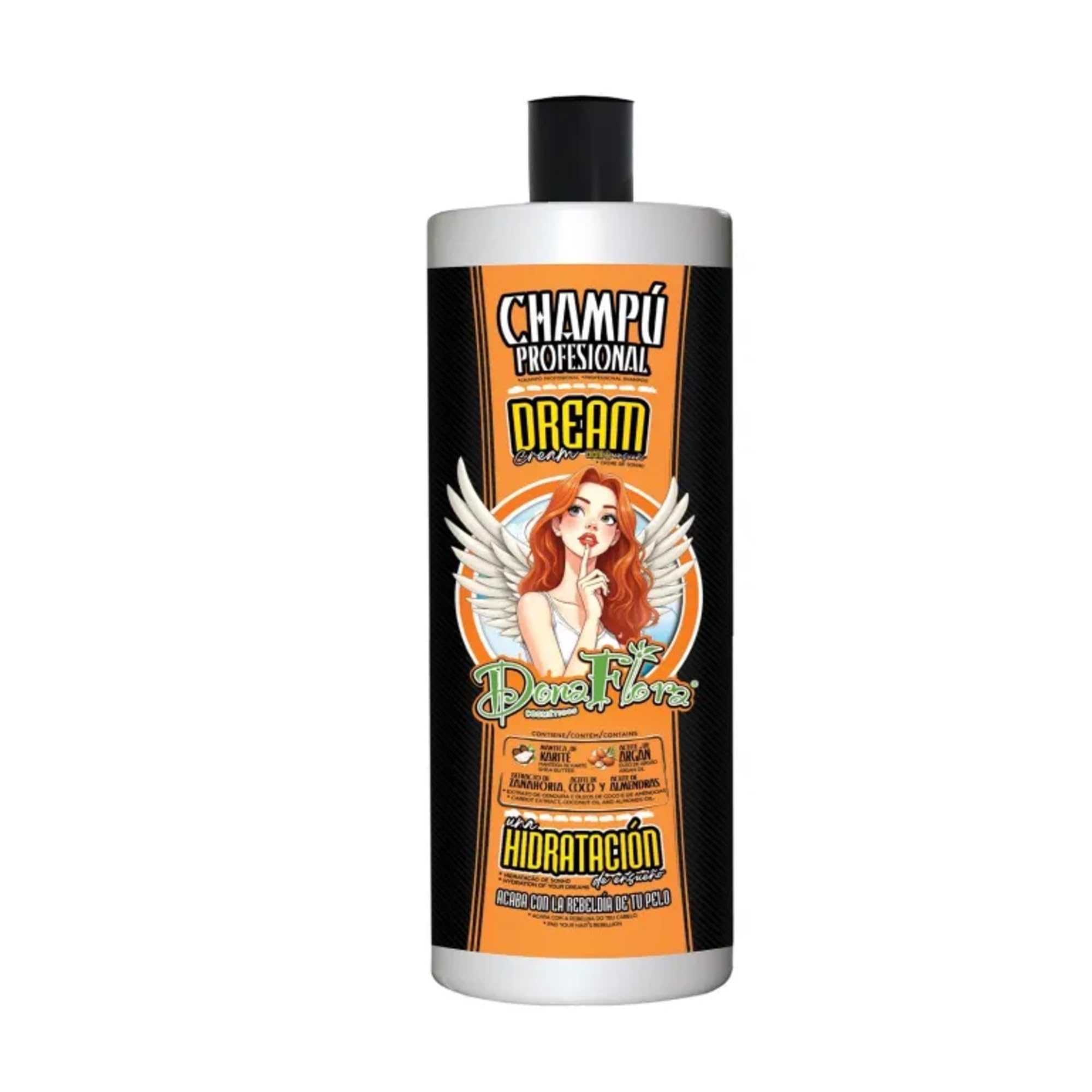 DONA FLORA Dream Cream Shampoo 1000 ml - Creamy Care Shampoo for Dry & Damaged Hair - Moisture, Shine & Smoothness - Sulphates & Paraben Free - Vegan Formula