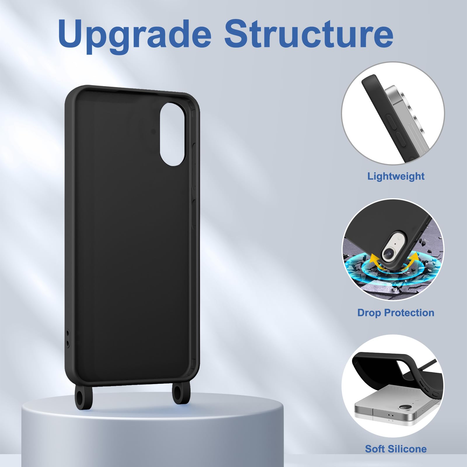 Vxinvnoi Cover Cordino per iPhone XR 6,1, Aesthetic Fiori Disegni Ragazze Custodia con Corda Collana Tracolla Laccio, Sottile Silicone Morbido TPU Bumper Antiurto Protettiva Case per iPhone XR, Beige