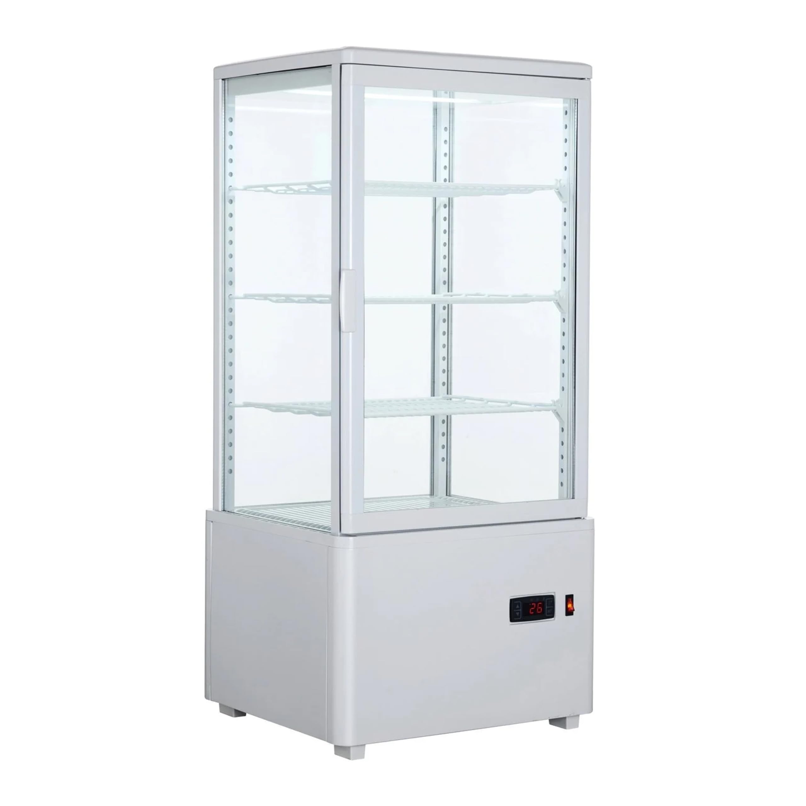 Ristoattrezzature Vetrina Dual-Temp Caldo/Freddo 78 lt - 4 Lati Vetro - Bianca - +2+10/+30+90 °C - 44,7x40x96,9h cm