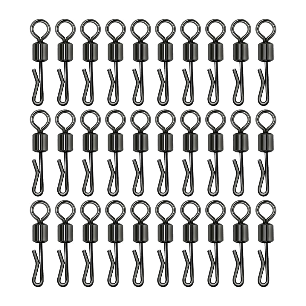 Funver Carp Fishing Safety Lead Clips Kit with Anti Tangle Sleeves Tail Rubbers & Quick Change Swivels for Small Medium Weights, Fishing Tackle Set Complete Action (18MM Q Shape Swivel (30PCS))