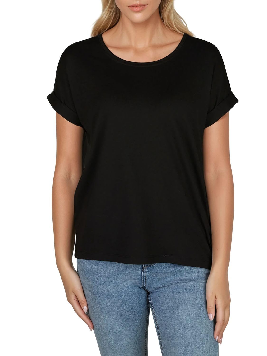 ONLY Tshirt Damen Bluse Top ONLMOSTER 2er Pack Regular Fit Rundhals Basic | Kurzarm Shirt Streifen Braun Blau Rose Grün Schwarz XS S M L XL XXL