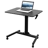 VIVO Mobile 80cm Pneumatic Sit to Stand Laptop Desk, Rolling Presentation Cart, Height Adjustable Ergonomic Workstation with Locking Wheels, Black, CART-V07B