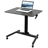 VIVO Mobile 32 inch Sit Stand Laptop Cart, Height Adjustable Rolling Podium, Locking Wheels, Black, CART-V07B