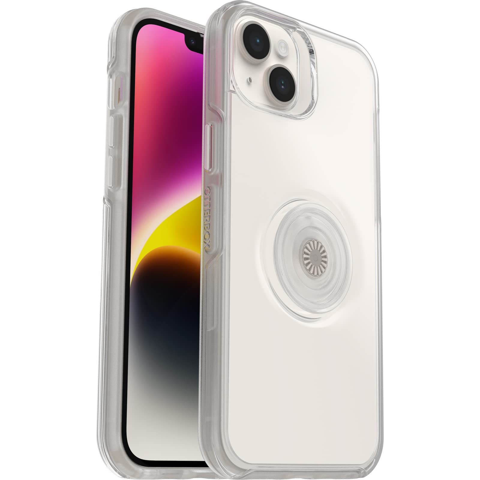 OtterBox Cover per iPhone 14 Plus Otter+Pop, Resistente a Shock e Cadute, Cover con PopGrip PopSockets, Testata 3X vs Le Norme Anti Caduta Mil-Std 810G, Trasparente