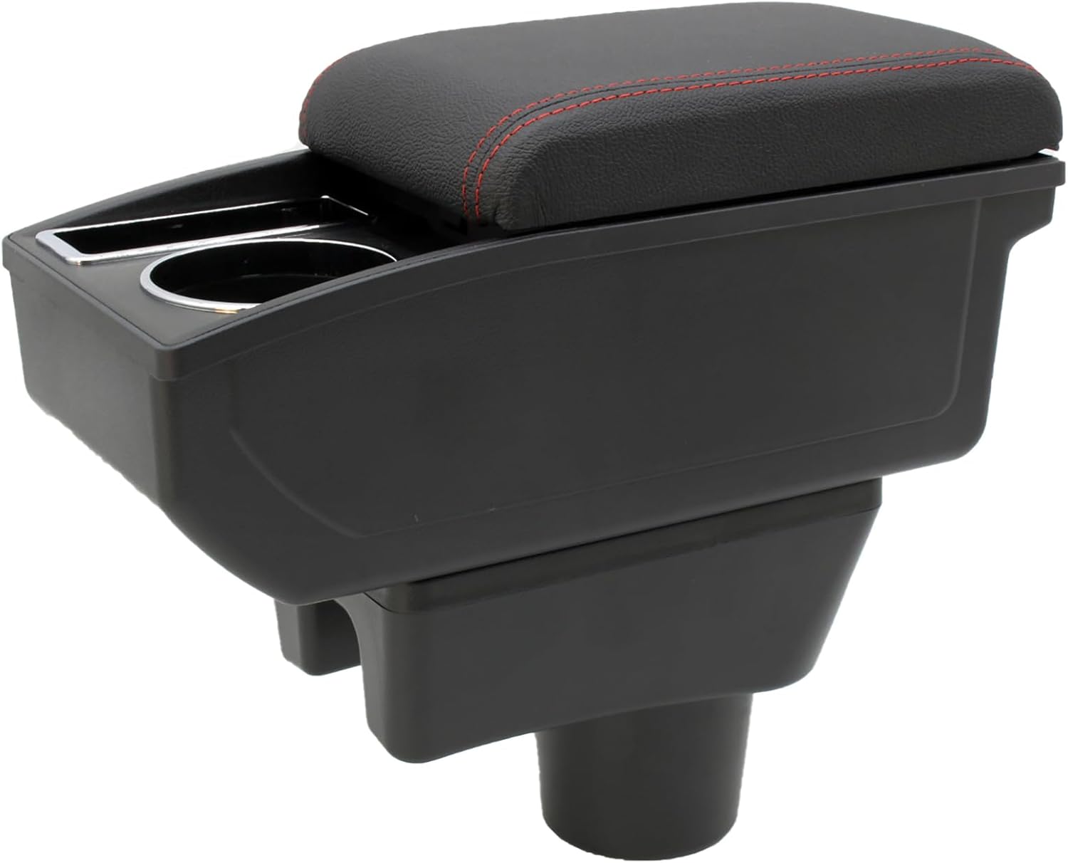 for Mitsubishi Mirage 2014-2024 Car Armrest Box Center Console Accessory Leather Arm Rest Double-Layer Storage Space with Cup Holder (Black Thread)