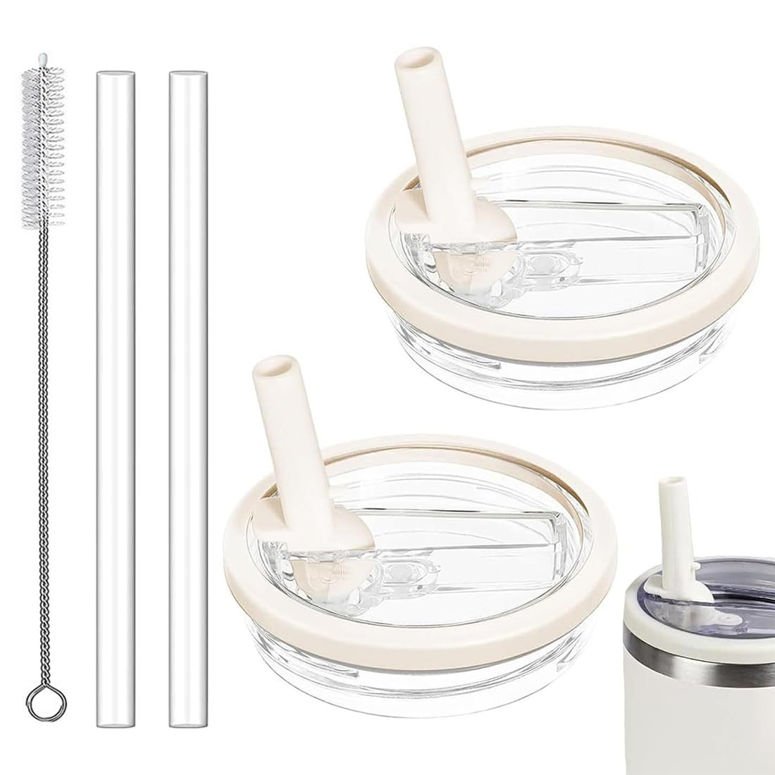 2 Coperchi Di Ricambio per Stanley 40 Oz Coperchio Della Stanley Cup Con 2 Cannucce, Accessori Riutilizzabili a Prova Di Perdite, Per Gli Accessori Della Stanley Cup