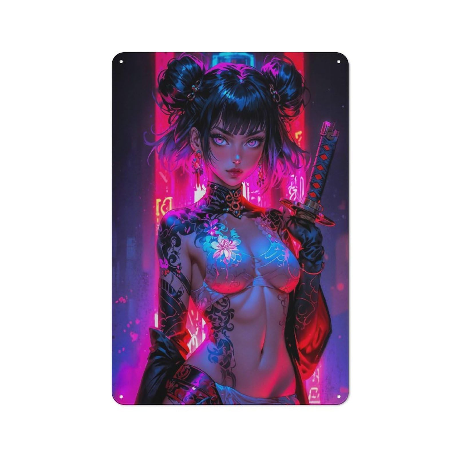 Junmoney Girls Style-2 Tin Wall Plaque 30X20cm With Japanese For Kitchen Or Home Bar, Suited To Kitchen Decor Lovers