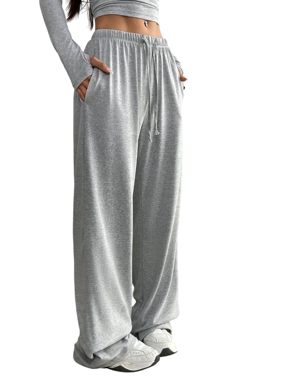 dockstreet Straight Wide fit Long Length Open Bottom Jogger for Women/Trending Multi Pocket Style, Relaxed Casual Pants for Women-picture-33