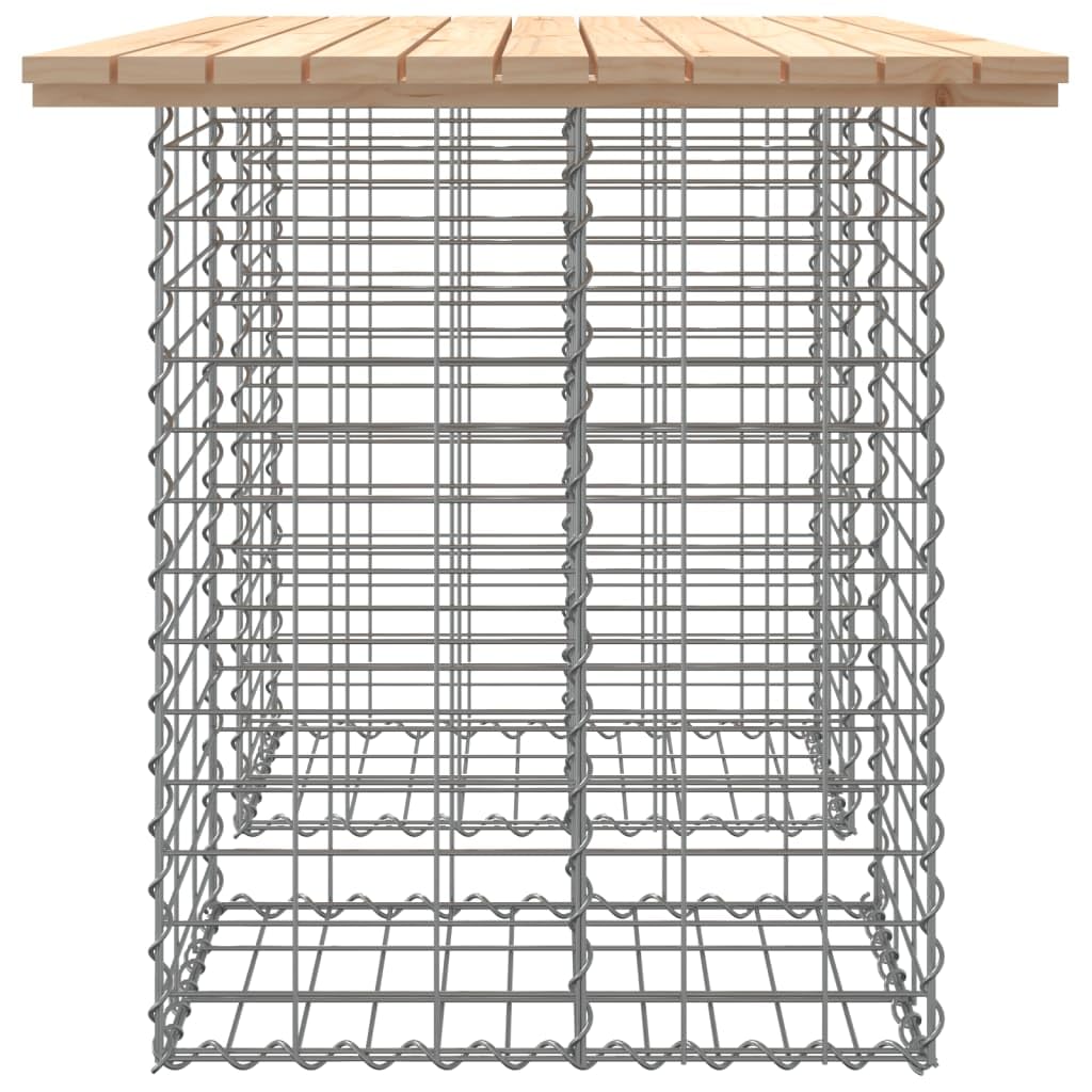 Banco de jardín de madera maciza de pino con base de gavión, 100 x 70 x 72 cm, robusto, banco de exterior para jardín, terraza y balcón