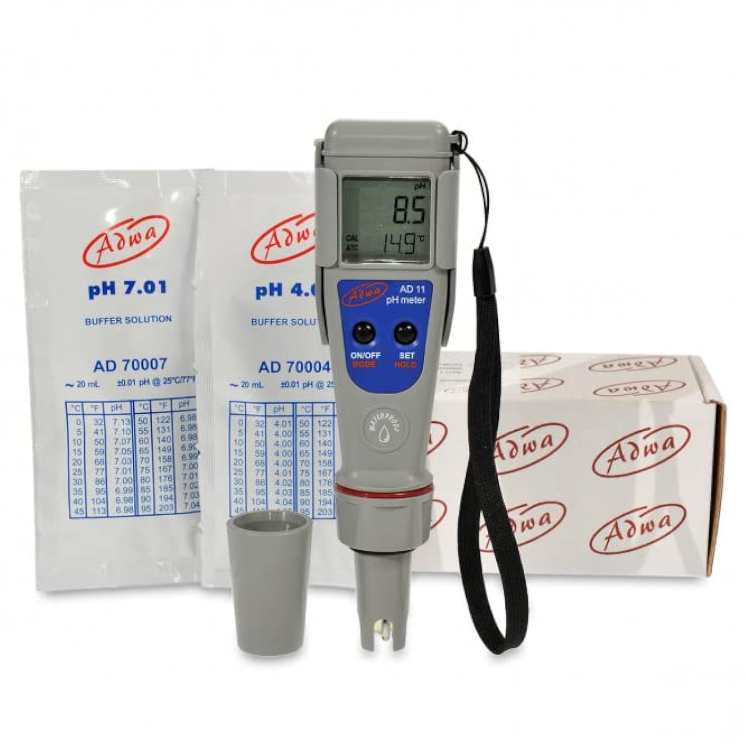 ADWA AD11, pH-Messgerät Set inkl. pH4 u. pH7 für Zweipunktkalibrierung und KCL p ADWA AD11, pH-Messgerät Set inkl. pH4 u. pH7 für Zweipunktkalibrierung und KCL p