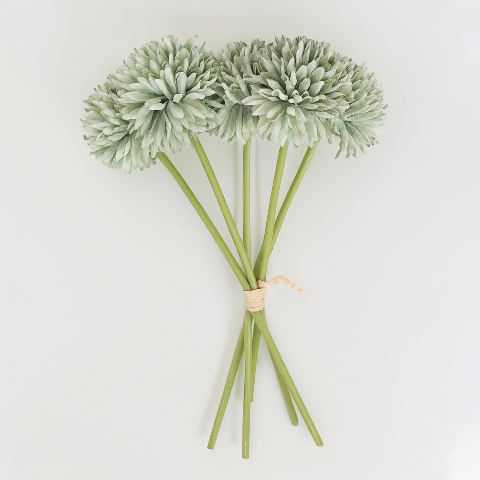 CURATED CART Artificial Green Hydrangea Chrysanthemum Ball Flowers, 5 Head Arrangement Silk Bouquet for Home Dining Table Core Party Wedding Decoration