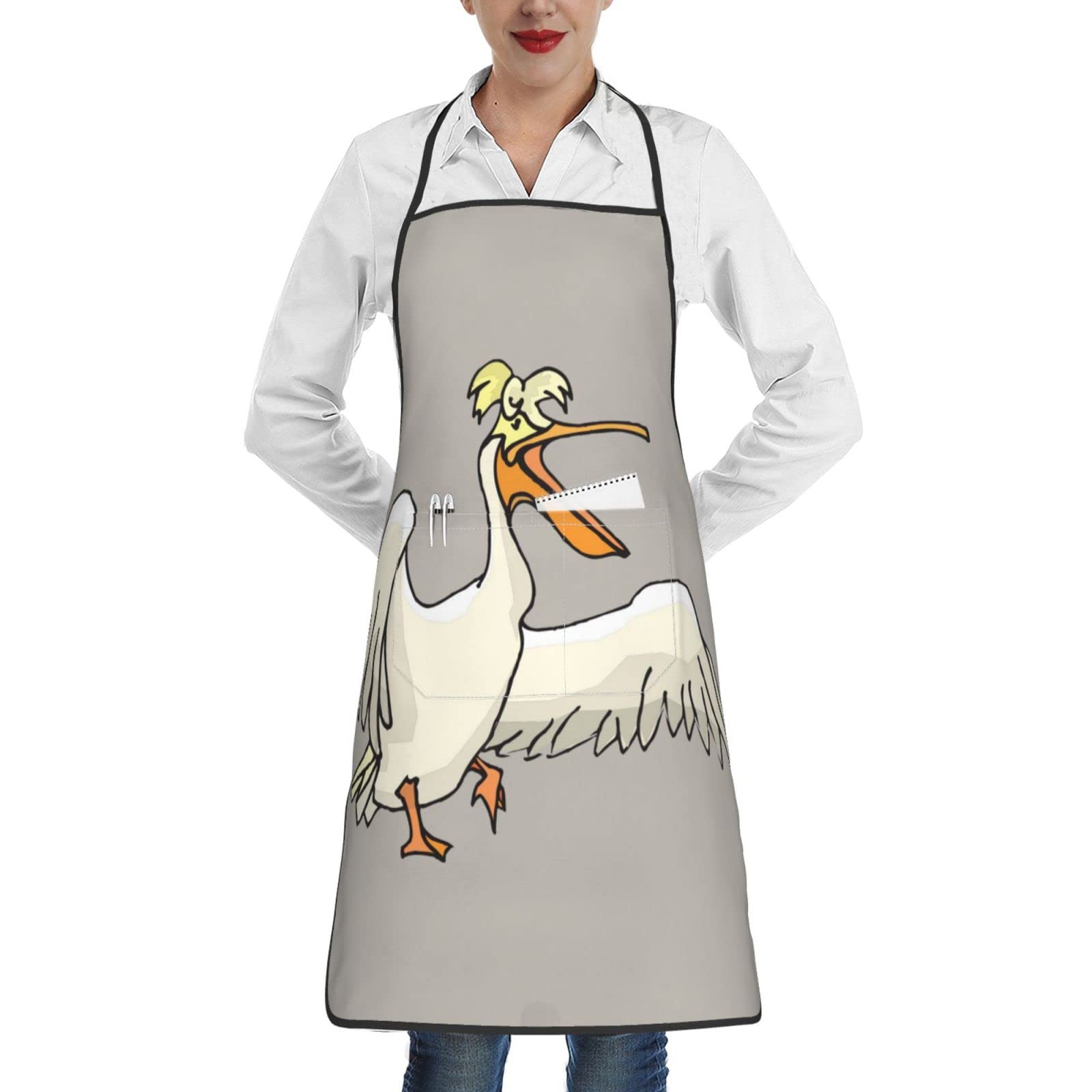 Aseelo Unisex Funny Pelican Aprons, Cooking Apron Bib Apron With Pockets For Home Kitchen Restaurant Bbq Baking
