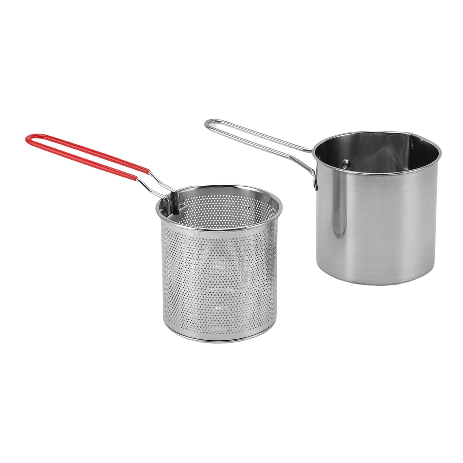 JTLB Deep Fryer Pot with Basket 304 Stainless Steel Cooking Oil Container with Pasta Strainer Basket for Kitchen French Fries Chicken