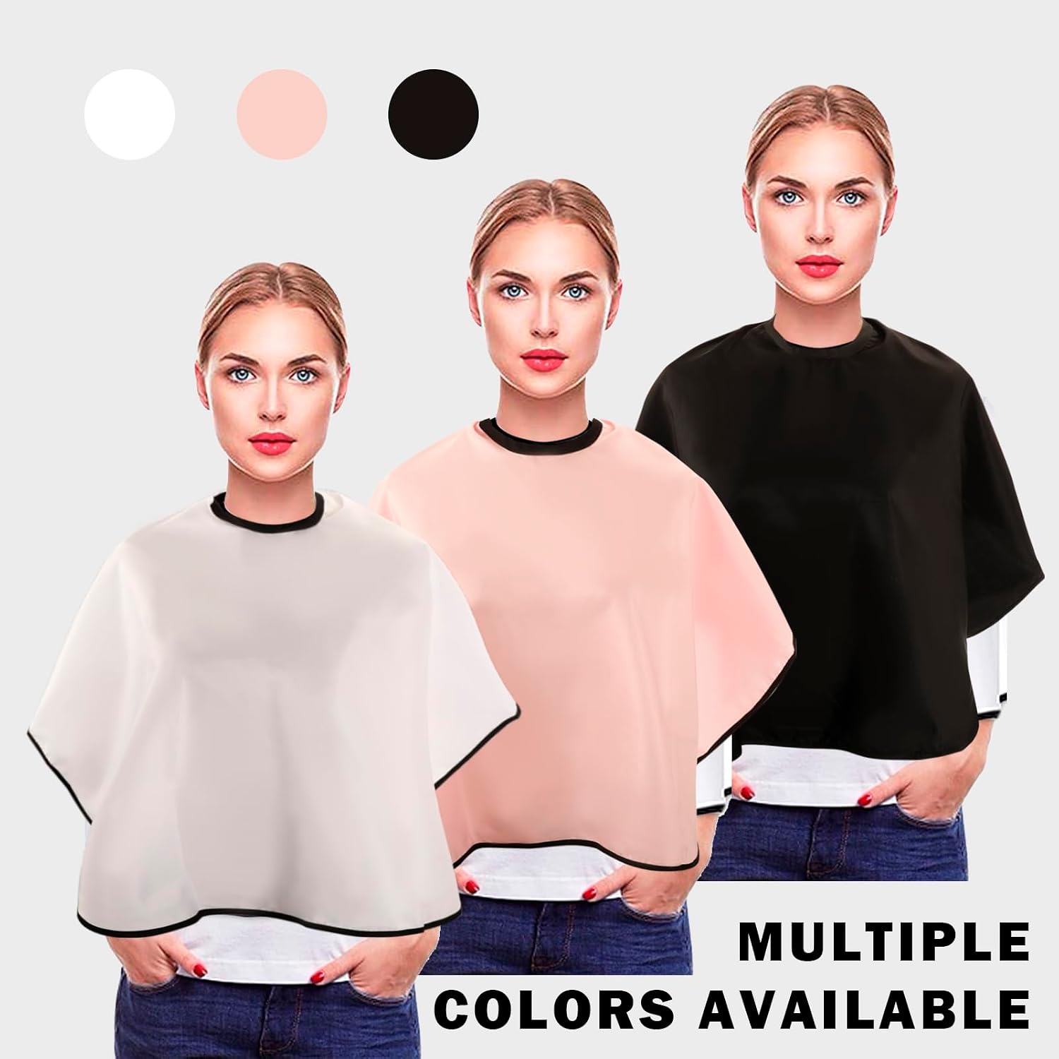 3 Pcs Multicolor Makeup Cape for Women Men, Lightweight & Comfortable, Adjustable Fit, Versatile for Hair Coloring & Makeup Applications, 31.5 * 23.34 Inch image 4