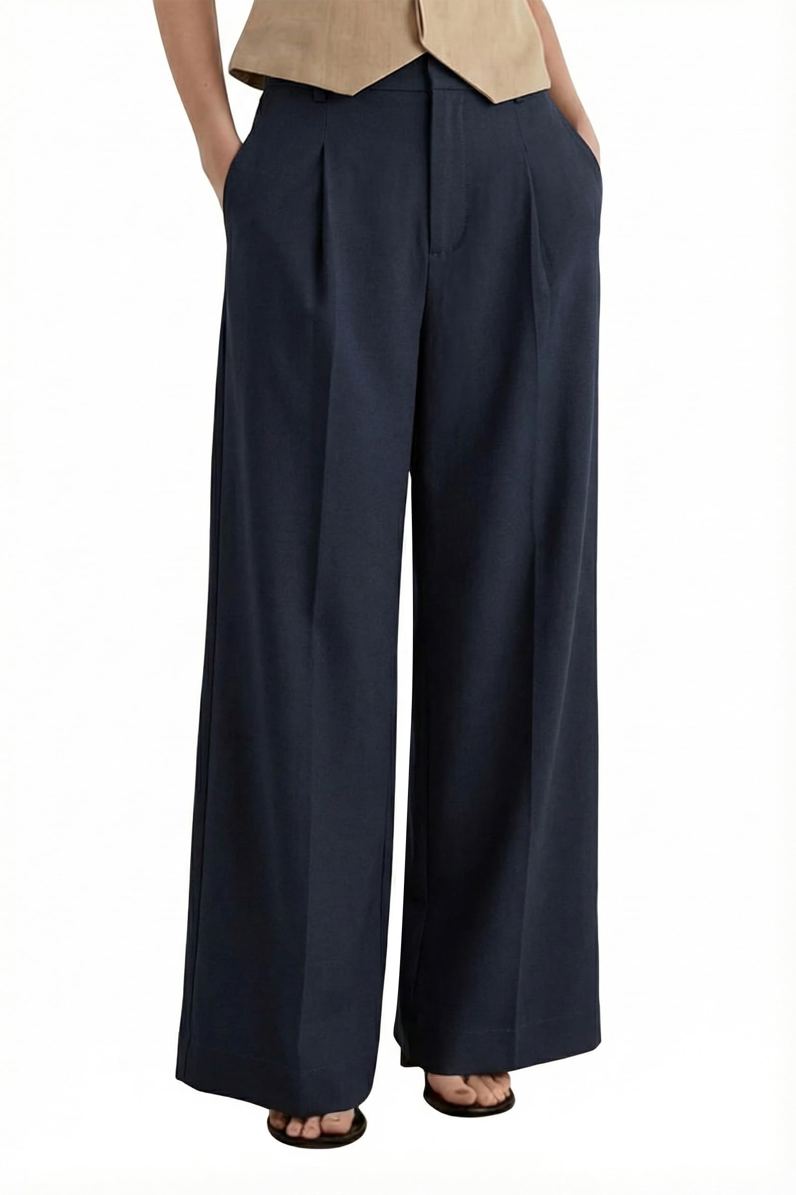 Photo 1 of ***STOCK PHOTO FOR REFERENCE ONLY ***Arach&Cloz Women's Palazzo Linen Pants High Waisted Business Casual Outfits XS 