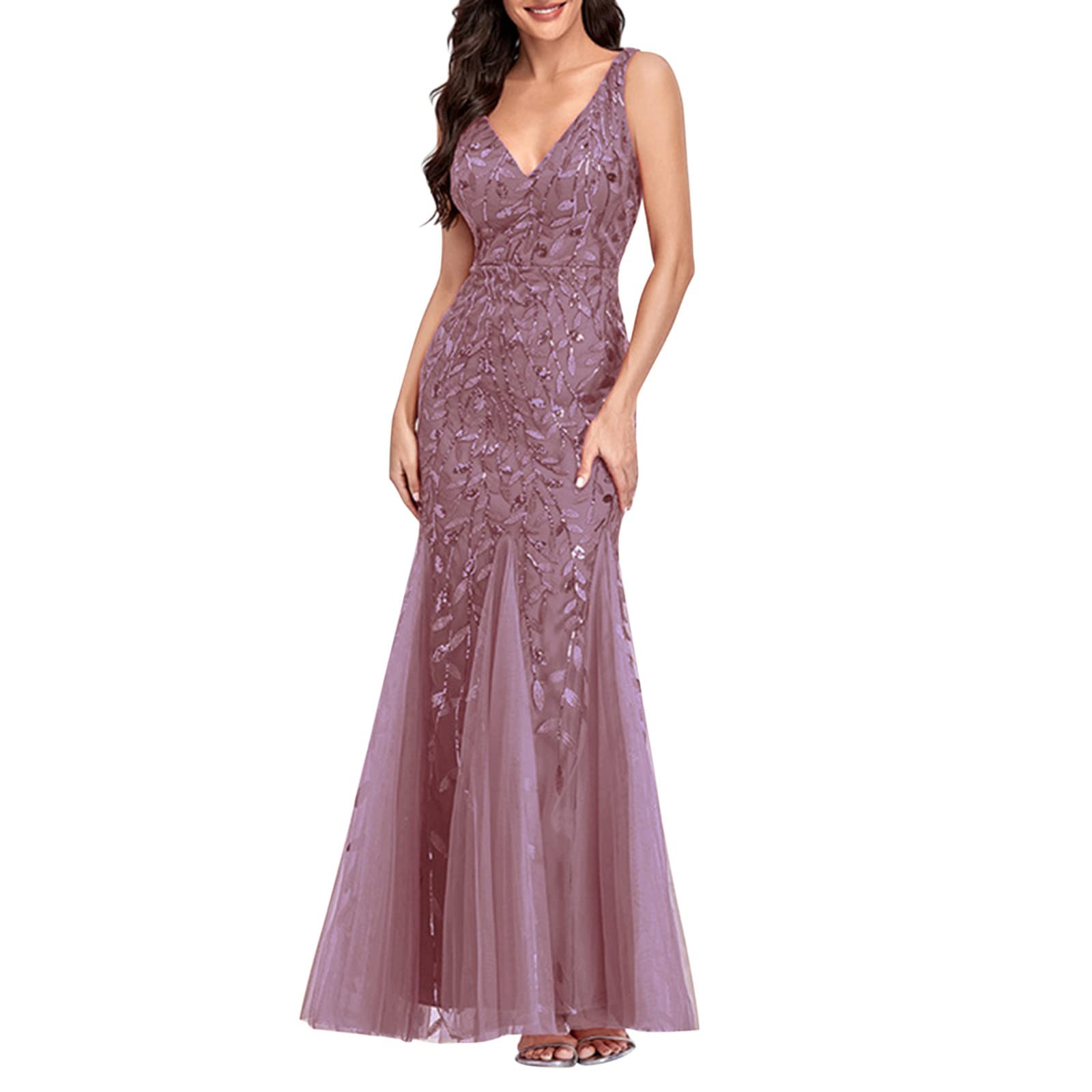Abiti Donna Cerimonia Eleganti Matrimonio Lunghi Cocktail Party Vestito da Sera Sposa Elegante da Donna Banchetto Formale Cerimonia Abito da Donna Ruffled Abiti Donna Estivi Eleganti