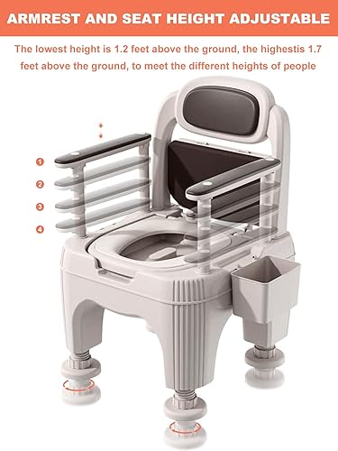 Miniatura 3 de BeeFly Ropa de noche móvil, inodoro de noche 3 en 1, silla de baño para adultos, silla de cómoda antivuelco, silla de baño para adultos mayores,