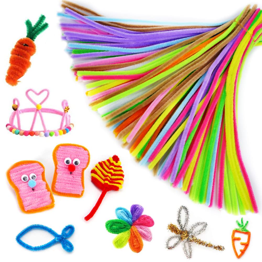 100pieces Pipe Cleaners,Arts and Crafts for Kids,Pastel Pipe Cleaners Tinsel Arts Chenille Stems (10Colors)