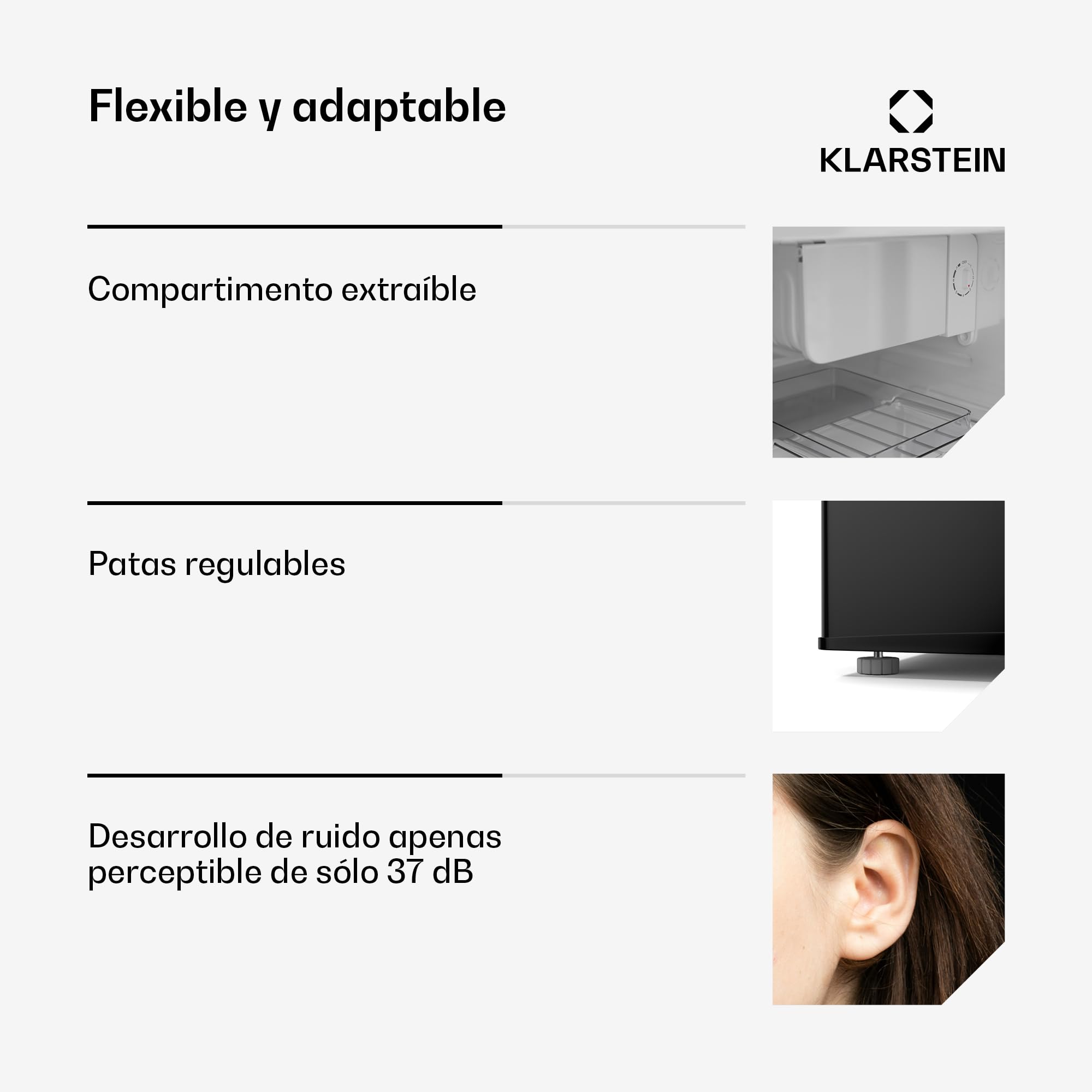 KLARSTEIN Irene 46L Mini Nevera Retro - Silenciosa 37 Db, Termostato Ajustable, Neveras Pequeñas Para Habitaciones, Oficinas, Dormitorios, Negro