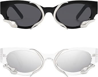 Trendy Sunglasses for Women Men Vintage Narrow Cateye Metal Snake Sunnie Y2k Accessories AP3621