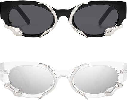 Trendy Sunglasses for Women Men Vintage Narrow Cateye Metal Snake Sunnie Y2k Accessories AP3621