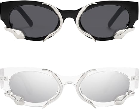 Trendy Sunglasses for Women Men Vintage Narrow Cateye Metal Snake Sunnie Y2k Accessories AP3621