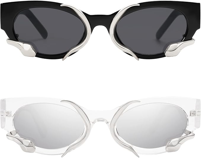 Trendy Sunglasses for Women Men Vintage Narrow Cateye Metal Snake Sunnie Y2k Accessories AP3621