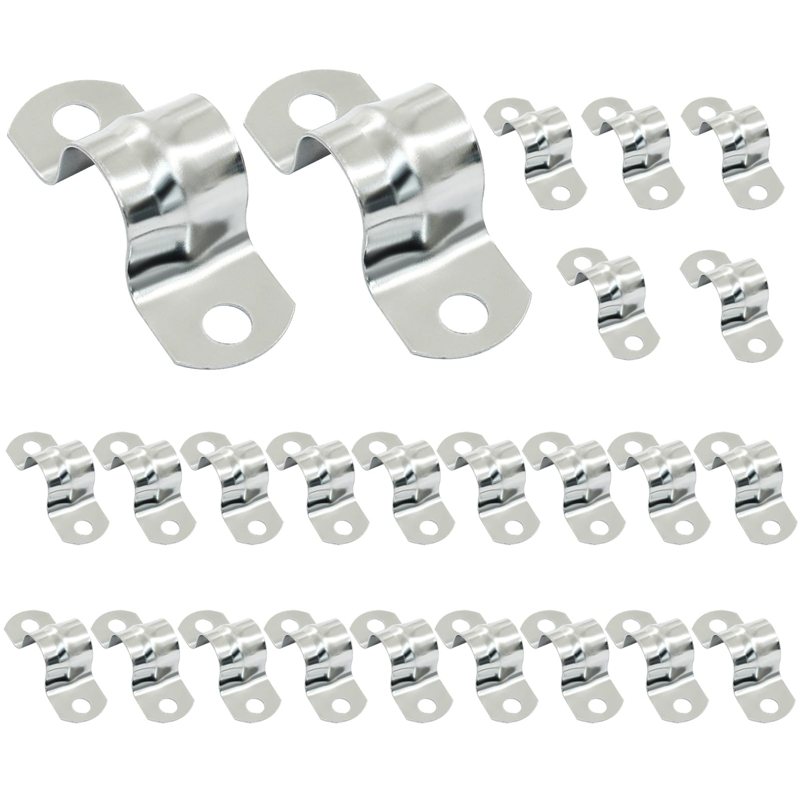 25 Pack 3/8 Inch M10 Rigid Pipe Strap, 10mm