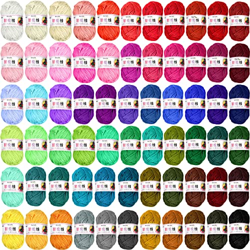 Image of Timtin 66 Rolls Yarn Bulk for Knitting Assorted Colors Crochet Yarn Multipack 2887 Yards Knitting Acrylic Thread Mini Soft Cord Bundle Cord Skeins for Hand Weaving Craft Project Beginner Kit