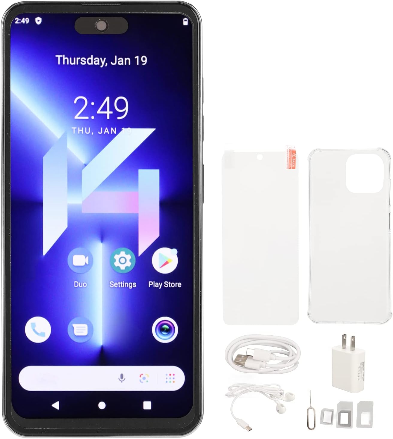 soobu mobile phone smartphone 8mp front 16mp rear camera face unlock for playing games white