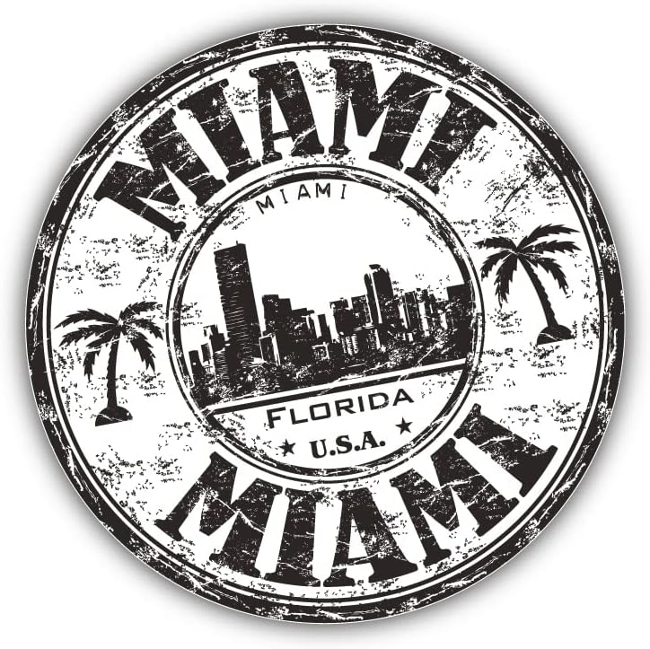 Calcomanía para parachoques de automóvil Grunge de Miami City Florida USA Estados Unidos