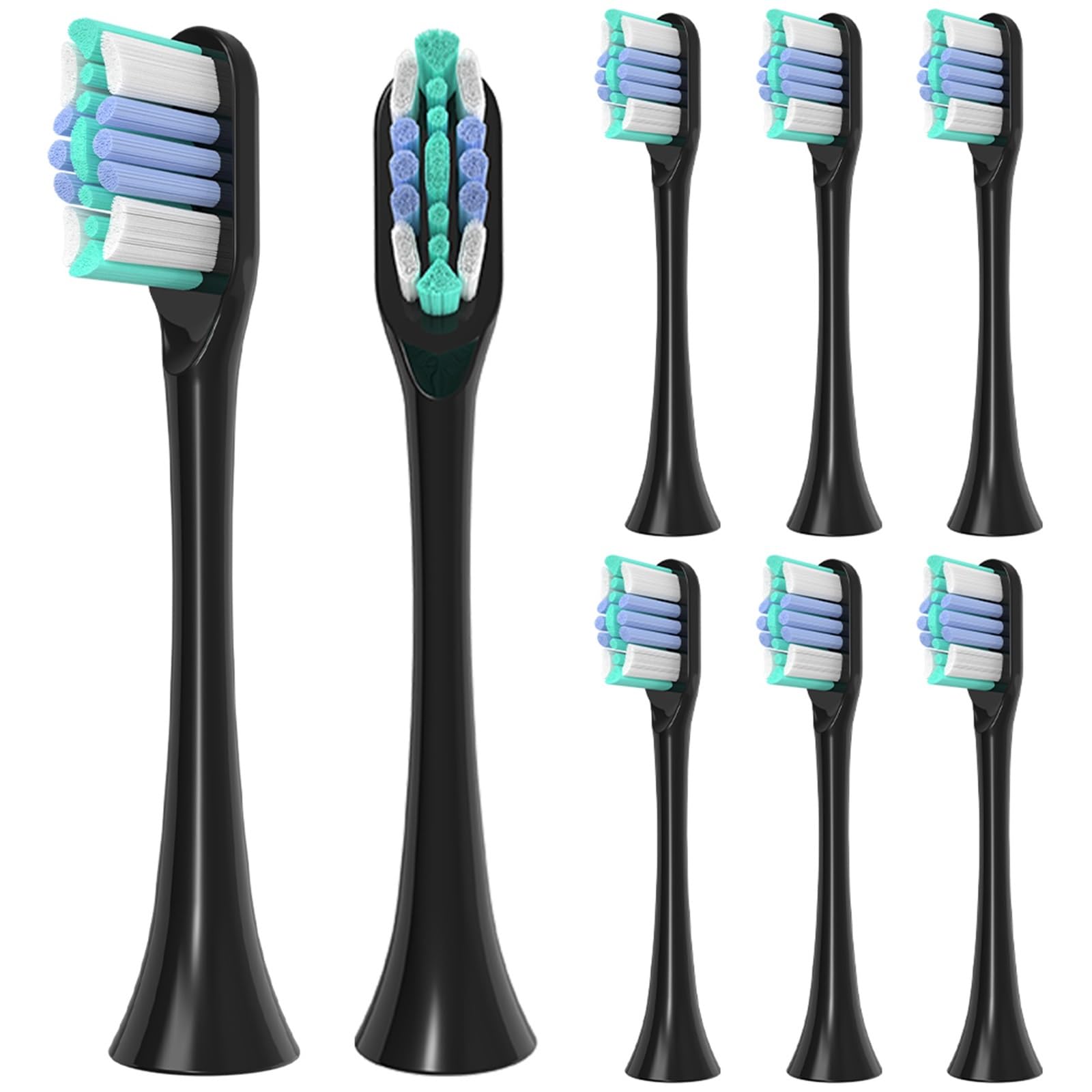Testine, compatibile con Oclean, Spark Flow X Z1 | F1 One SE Air2 X Pro, setole 3D arrotondate a densità media(Black-12 Pcs)