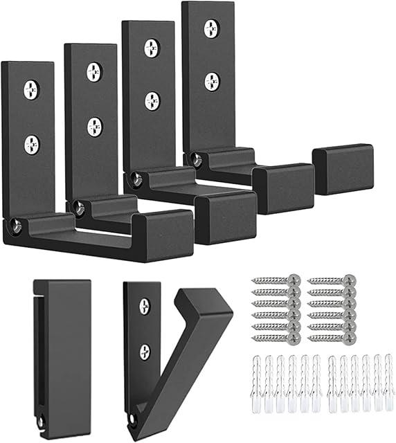 OHIYO 6Pcs Foldable Hooks for Hanging Coat & Bags & Hat & Key Wall Mounted Heavy Duty Aluminum Alloy Folding Coat Hooks with 12pcs Screws for Headphones Holder or Wall Hanger Hook (Black)