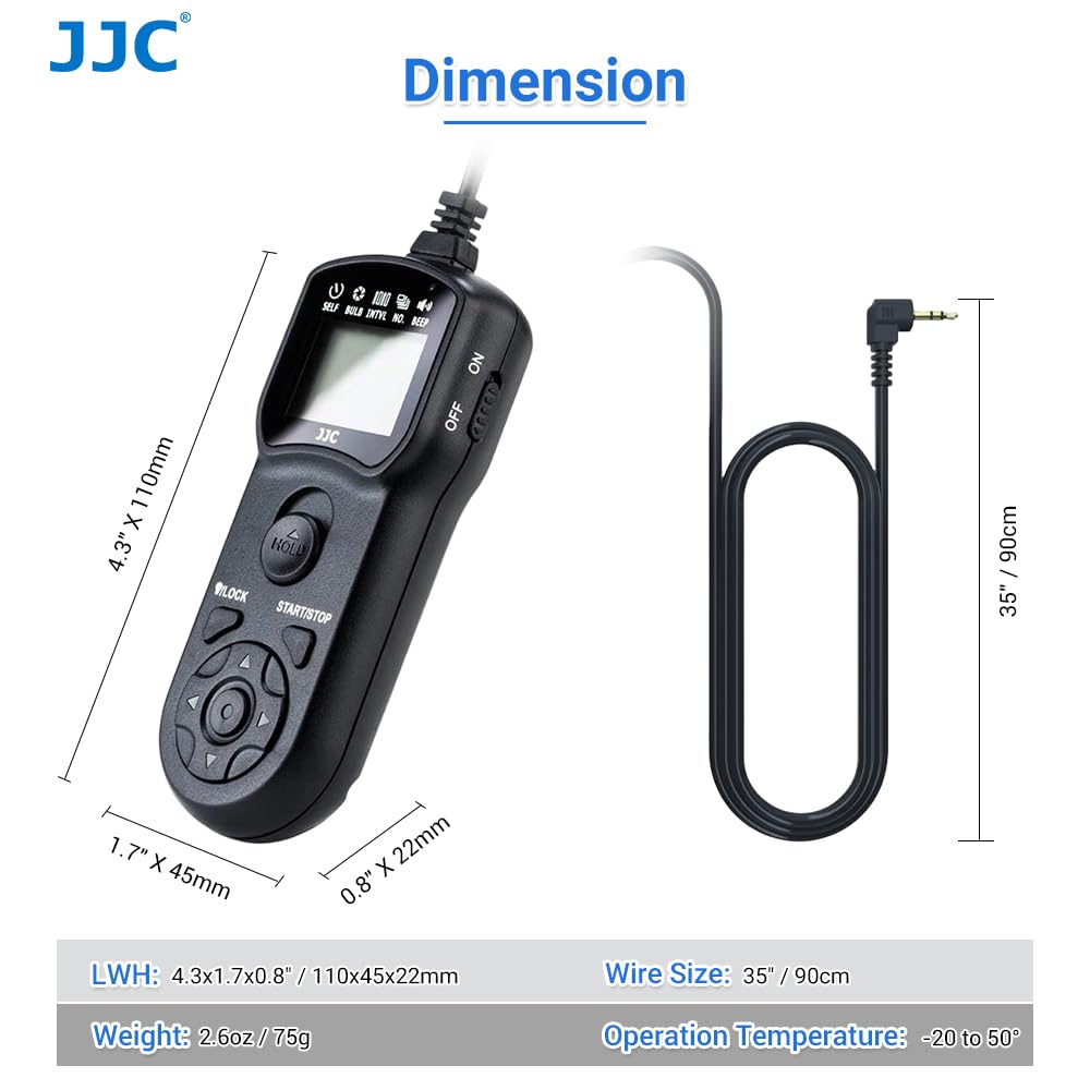 JJC Telecomando Intervallometro Scatto Remoto LCD Timer con Treppiedi Morsetto per Canon EOS R50V R100 R6 R6II R7 R8 R RP R10 800D 750D 700D 650D 200D 100D 1200D 1100D 80D G1X G3X Sostituzione RS-60E3