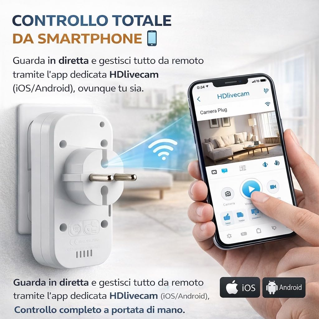 Wewnętrzna kamera szpiegowska WiFi 1080P zintegrowana z wieloma gniazdami, mini ukryta kamera z mikrofonem, wykrywanie ruchu, sterowanie aplikacją - CW1015