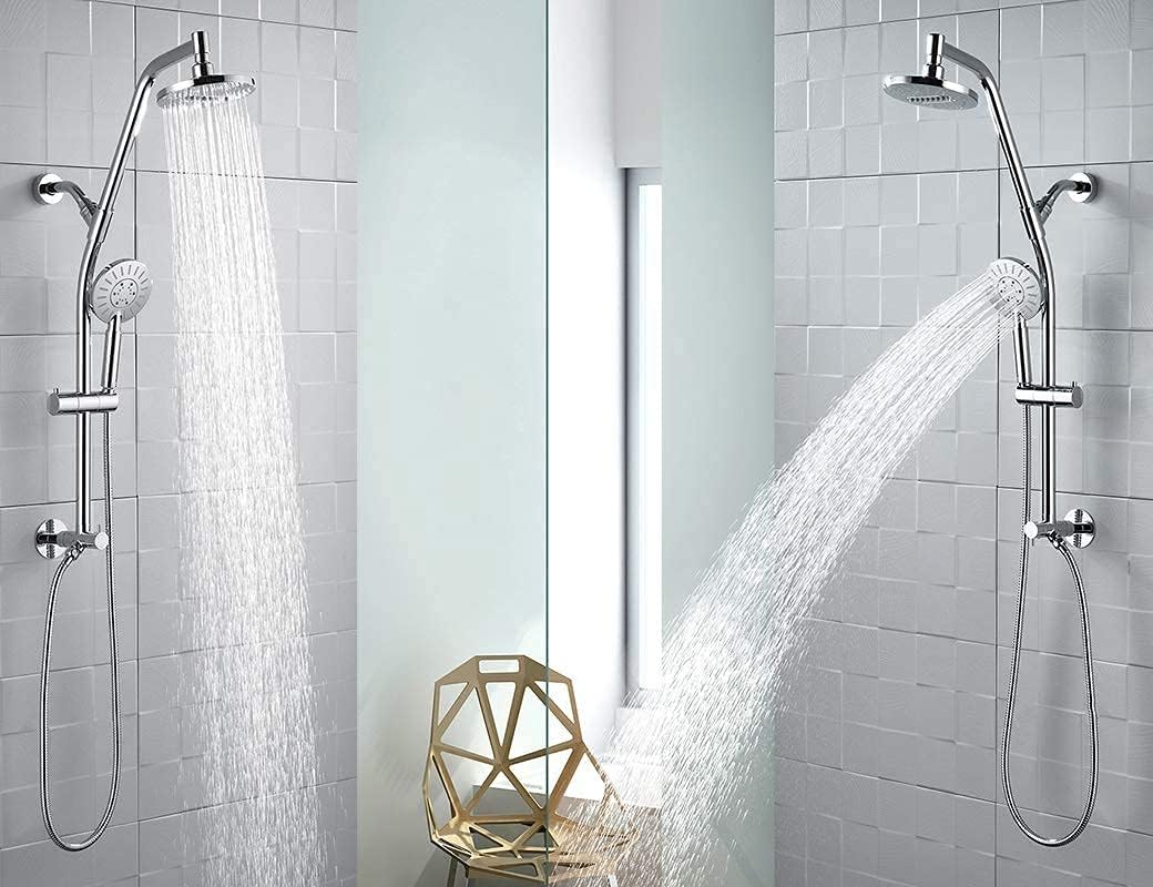 BRIGHT SHOWERS Rain shower heads system solid brass sliding bar and Matching 79 Inches Cord Extra Long Stainless Steel Hand Shower Hose