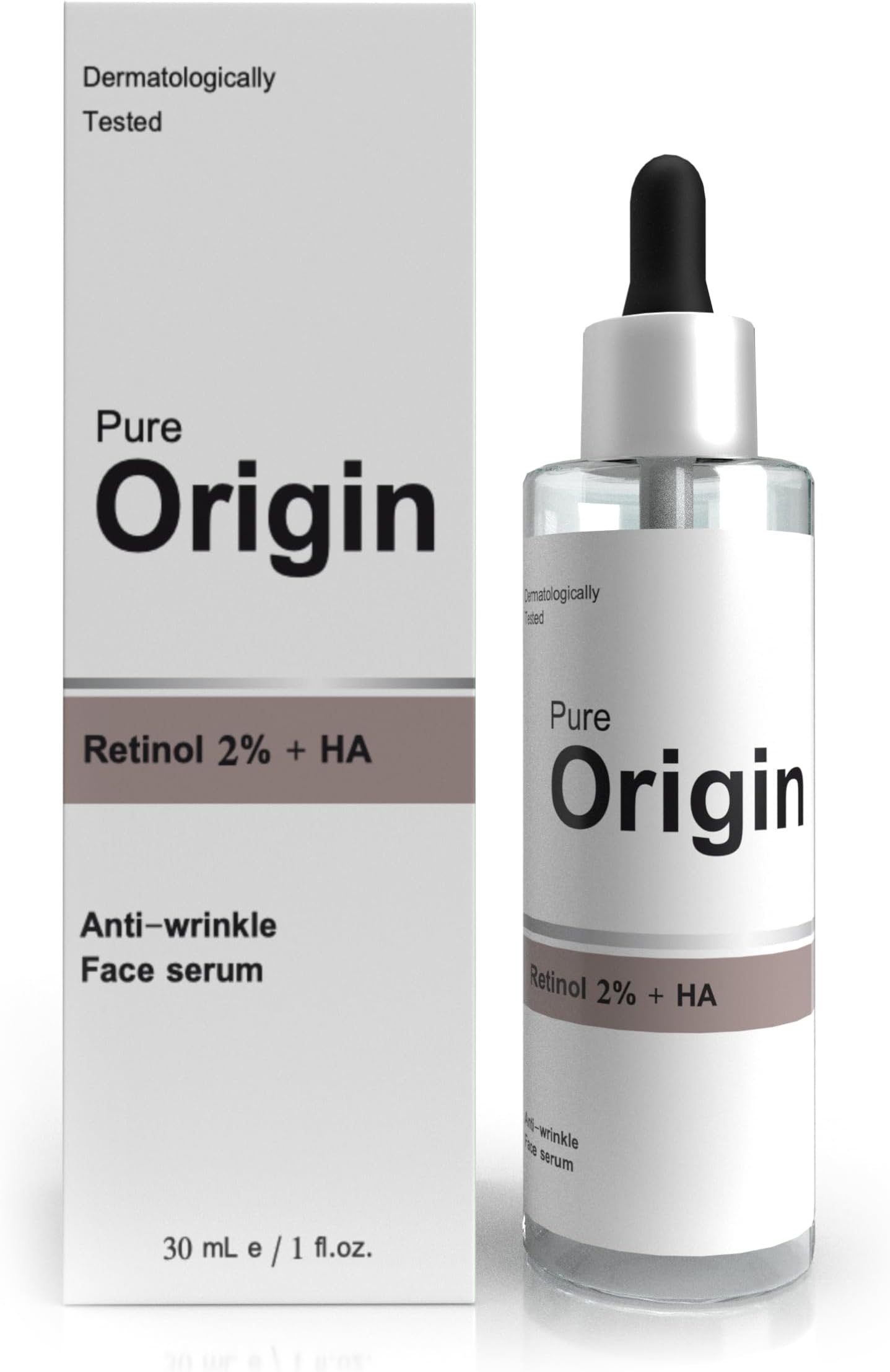 Pure Origin Retinol 2% + HA Face Serum | Boosts Collagen Production | Reduces Wrinkles | Improves Firmness Skin| Eco-Friendly | Clinically Validated Serum | 30Ml