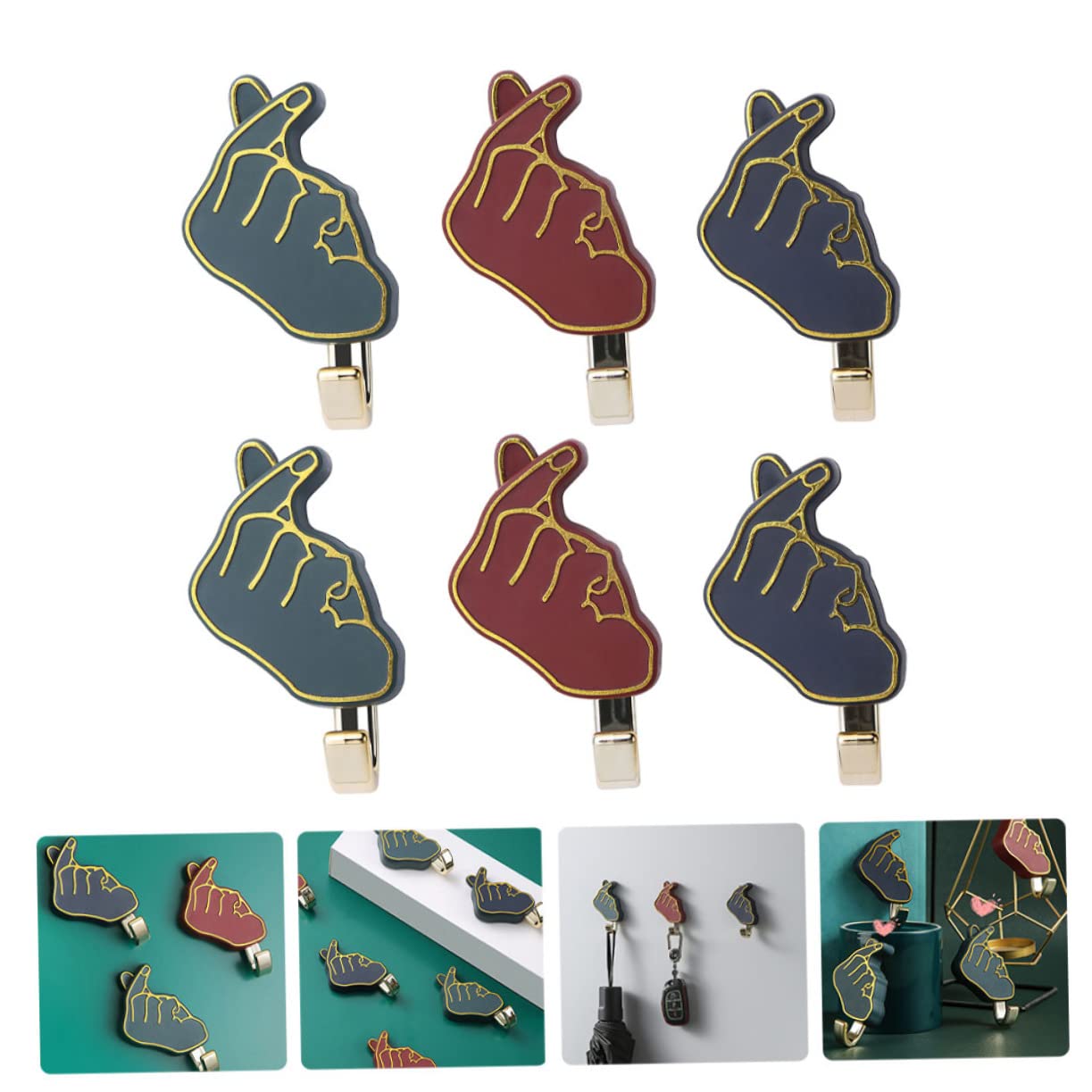 VASDEV 12 Ganchos para Colgar Abrigos, Ganchos montados en la Pared, decoración de corazón, Ganchos de Pared para Toallas, Ganchos de Pared para Cocina, Perchero de Pared, Ganchos de Dise