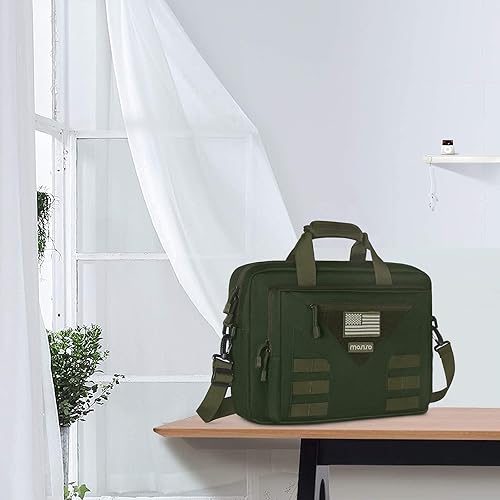 Miniatura 7 de MOSISO Bolsa de hombro táctica para laptop, 15-16 pulgadas, multifuncional, ajustable, grande, funda de transporte, bolsillos para portátil, verde