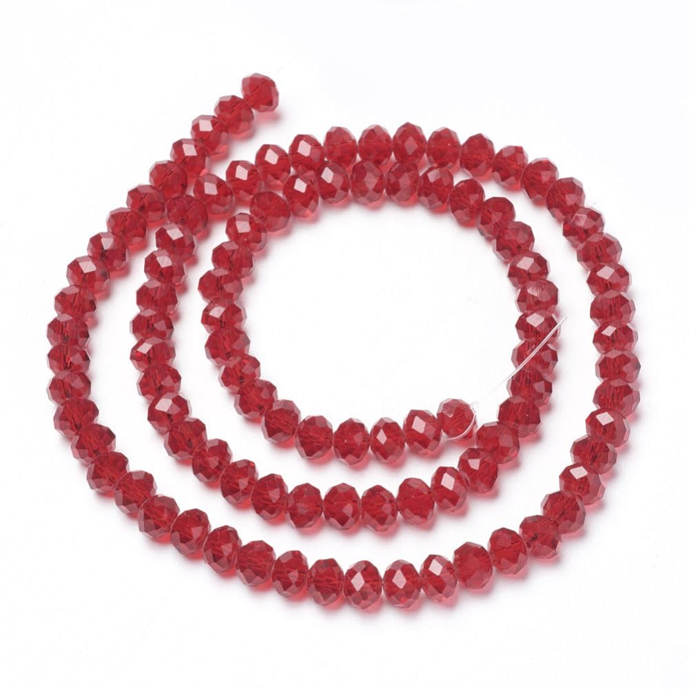 Perlin Pack of 120 Czech Bohemian Crystal Beads, 4 mm, Faceted Rondelle, Red, Klein - Image 4