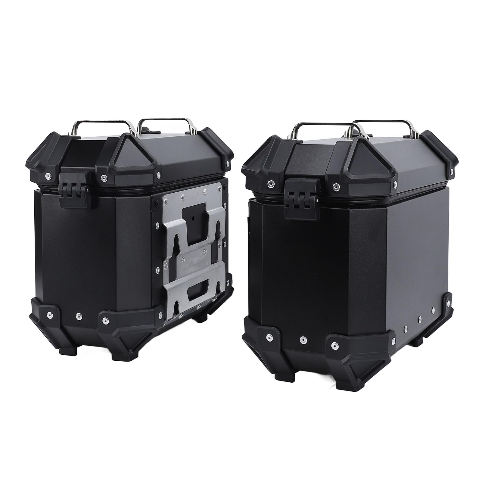 Valigia Laterale per Moto Borsa Rigida in Lega di Alluminio Adatta per Moto Impermeabile, per Bagaglio da Casco, capacità 18 Litri (SILVER) (BLACK)