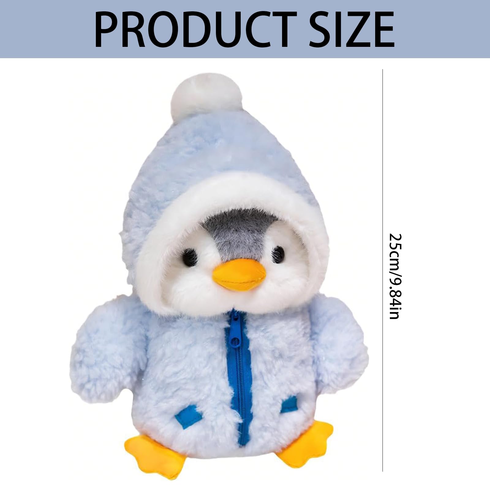 KxrTpx Penguin Teddy, Blue Plush Penguin Toy 25cm, Stuffed Animal with Soft PP Cotton Filling - Image 2