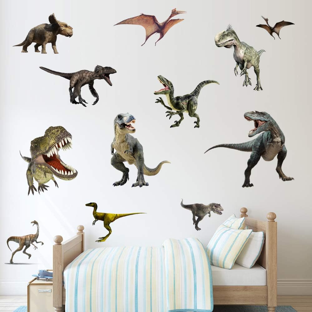 Kiddale 3D Watercolour Dinosaur Kids Wall Stickers,Peel and Stick Removable Wall Decals for Kids Nursery Bedroom Living Room image 4