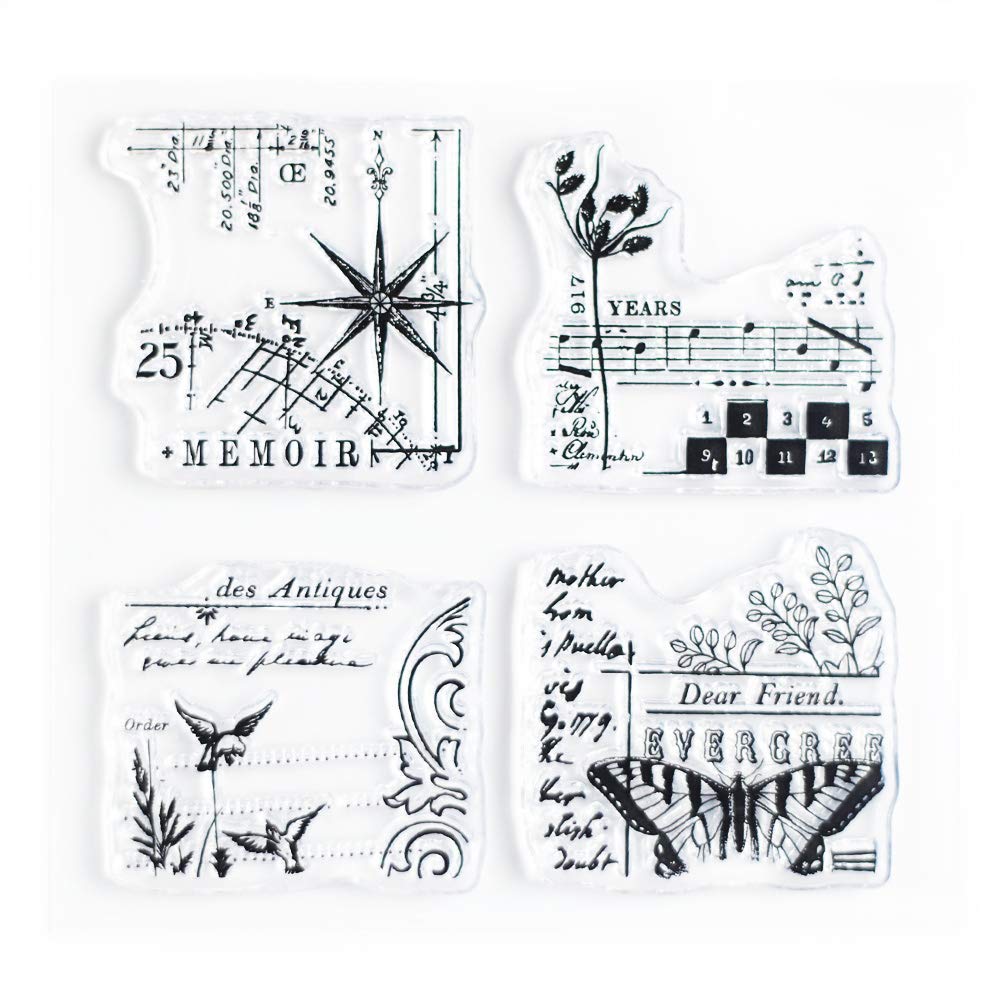 Evergreen Small Clear Stamps 4x4 inch by Wintertime Crafts for Scrapbooking and Art Journals, Vintage Collages