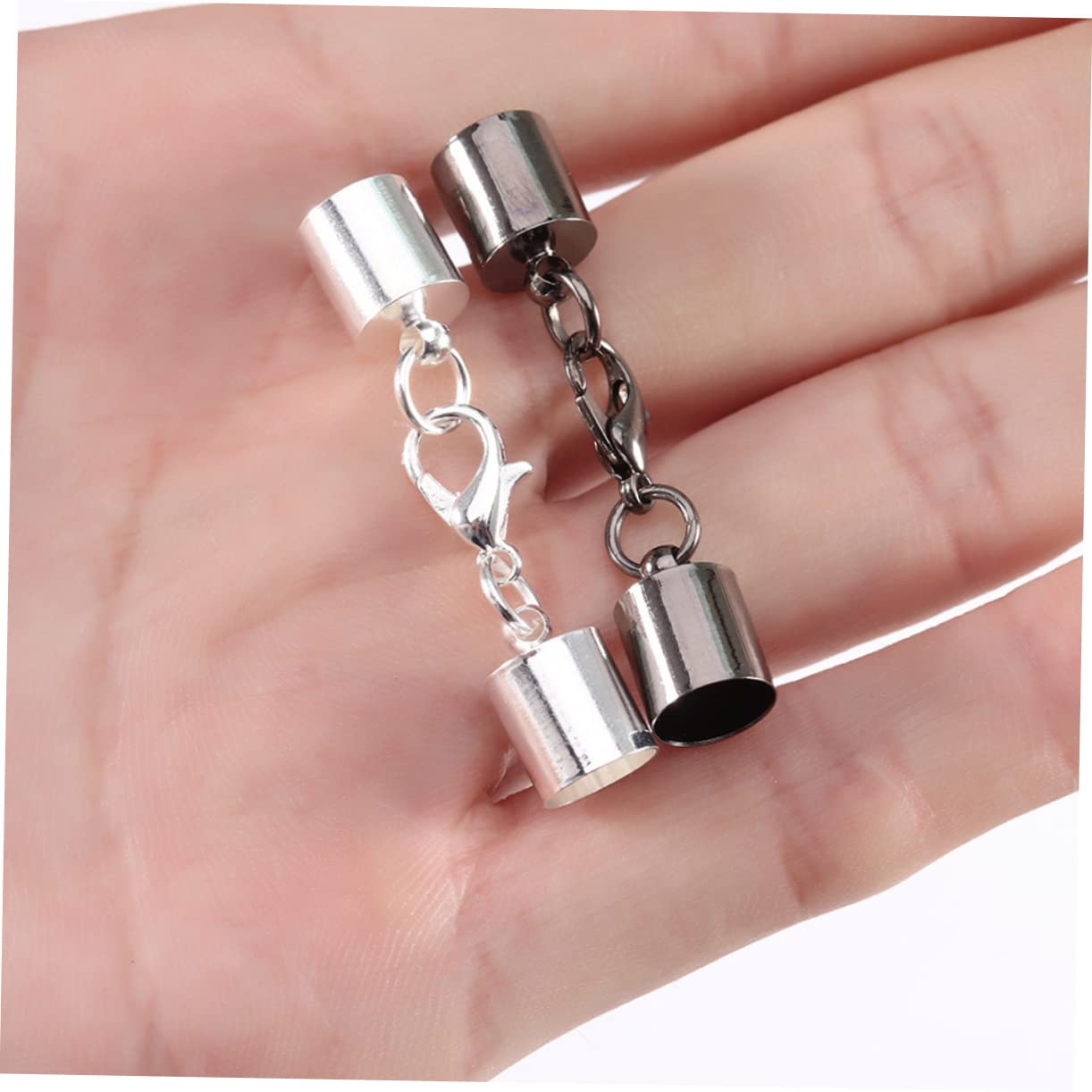 LALAFINA 4 Juegos Pulsera Cuero Cordon Hebilla Brazalete Pulseira Mosquetón Cadena De Joyería Anillos Hebillas De Llavero Hechas A Mano Cierres De Collar De Bricolaje Aleación 60 Piezas * 4