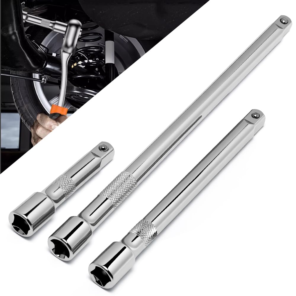 3 Pezzi Set Di Chiavi a Bussola, Prolunga Chiave a Cricchetto3/8, Bussole Per Avvitatore Da 75 Mm, 150 Mm,250mm, Barre Di Prolungamento Chiave a Cricchetto In Acciaio Al Cromo Vanadio